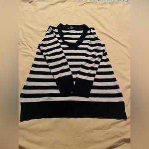Light brown and Black V neck Sweater with stripes